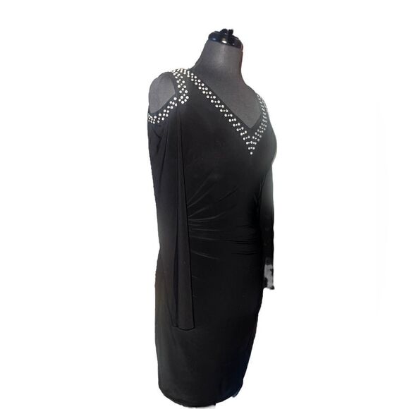 Cachè Black Cold Shoulder Bedazzled Dress - Picture 3 of 4